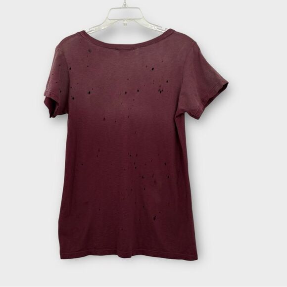 LnA Distressed Fallon V Neck Tee in Burgundy Women’s Size M - Picture 6 of 6